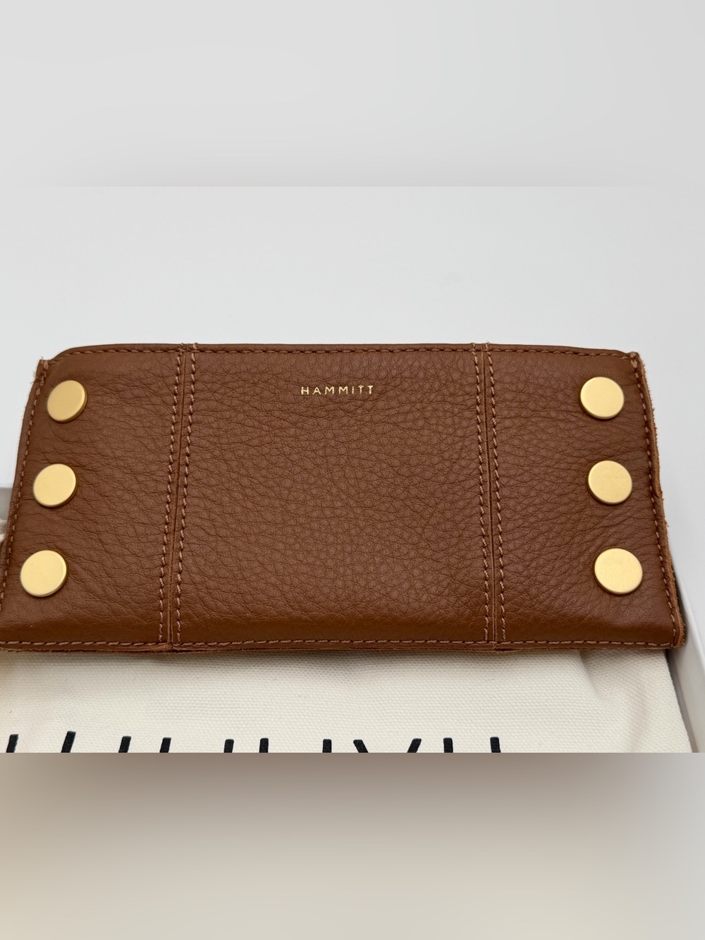 Hammitt 110 North Mahogany Pebble/Brushed Gold Red Zip - Picture 4 of 8
